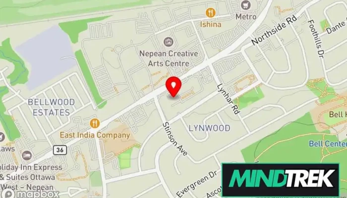 map of Breast Rehab Physical therapy clinic, Dietitian, Kinesiologist, Massage therapist, Physical therapist, Psychotherapist in Nepean